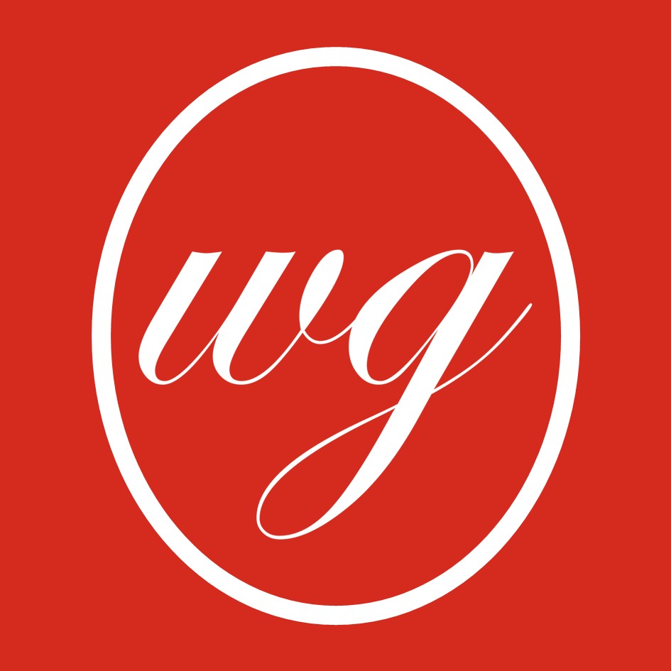 White 'wg' logo on a red background